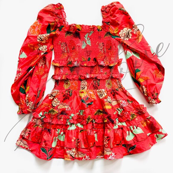 FARM RIO x ANTHROPOLOGIE Smocked Ruffle Floral Mini Dress NWT - Picture 4 of 12